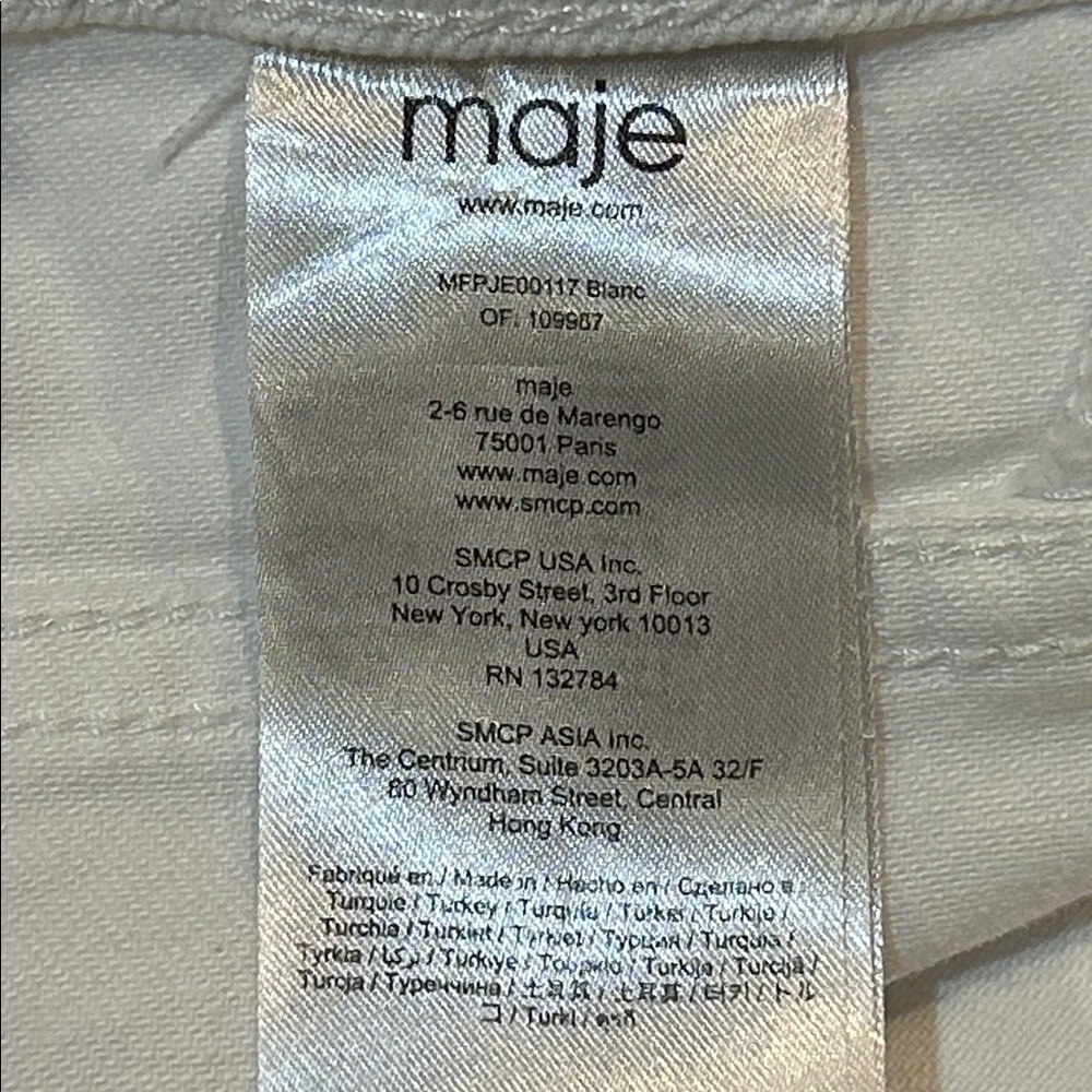 Maje Poesie High Rise Slim Tapered Leg White Jeans size 30 - Picture 7 of 16
